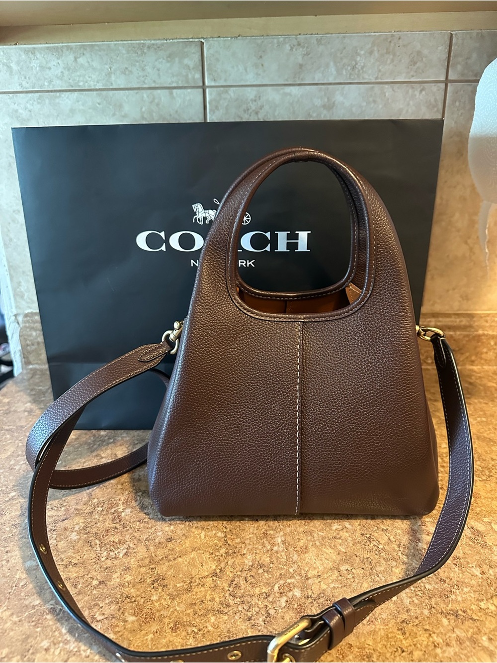 Coach Lana 23 in maple.  Pebbled Leather Mini Shoulder Bag with Gold Hardware - Picture 2 of 10